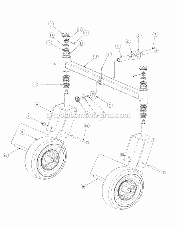 Front Caster Assembly Diagram and Parts List for M48-KW 53BB5DAV750 Cub Cadet Sprayer
